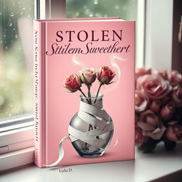 A charming book cover titled 'Stolen Sweetheart' featuring the author 'Lulu D', designed with a soft, pink theme that contrasts beautifully with the somber elements