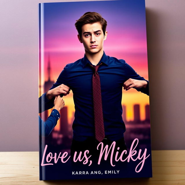 Cover image for a book titled 'Love Us, Micky', featuring a central figure named Micky, a young tall handsome college student