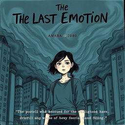 A serious hand-drawn book cover for the novel 'The Last Emotion'