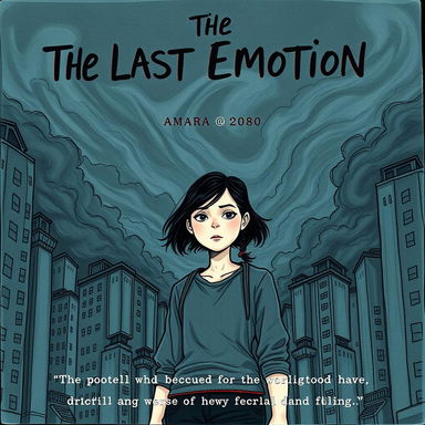 A serious hand-drawn book cover for the novel 'The Last Emotion'