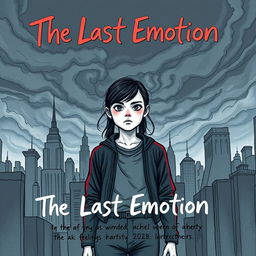 A serious hand-drawn book cover for the novel 'The Last Emotion'