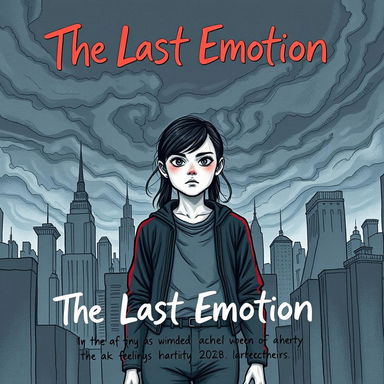 A serious hand-drawn book cover for the novel 'The Last Emotion'
