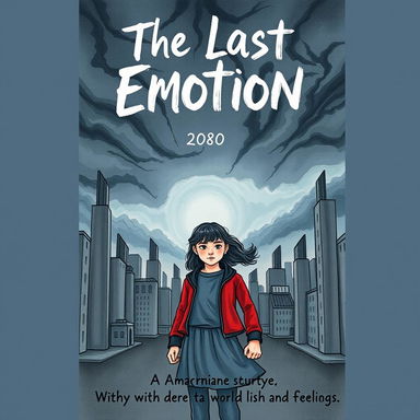 A serious hand-drawn book cover for the novel 'The Last Emotion'