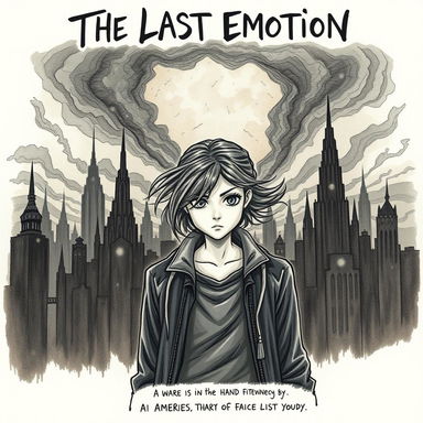 A serious hand-drawn book cover for the novel 'The Last Emotion'