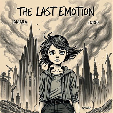 A serious hand-drawn book cover for the novel 'The Last Emotion'