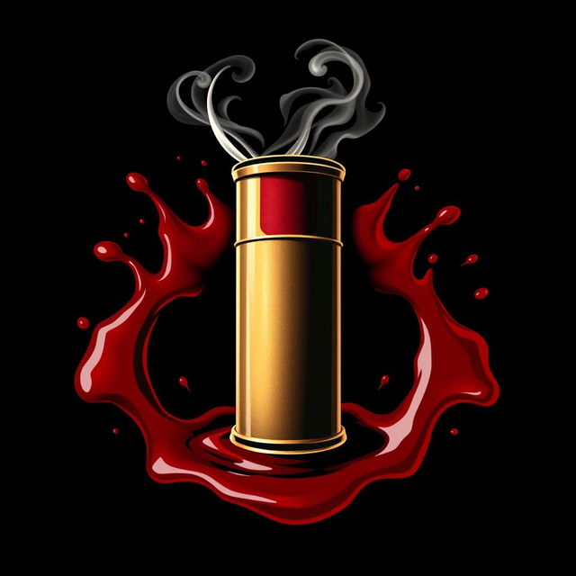 A striking logo design featuring a large shotgun shell as the central element