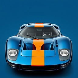 A newly designed car based on the chassis of a Ford GT40, showcasing the aggressive front bumper inspired by the Lancia Stratos