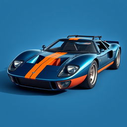A newly designed car based on the chassis of a Ford GT40, showcasing the aggressive front bumper inspired by the Lancia Stratos