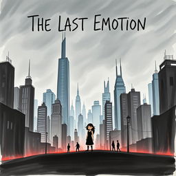 A serious, hand-drawn book cover for the dystopian novel 'The Last Emotion'