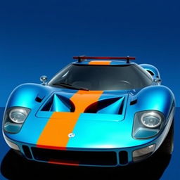 A newly conceptualized car, engineered from the chassis of a Ford GT40, showcasing the aggressive front bumper design of a Lancia Stratos