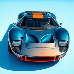 A newly imagined car built on the chassis of a Ford GT40, showcasing the dynamic and aggressive front bumper inspired by the Lancia Stratos