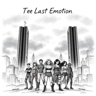 A professional hand-drawn illustration for a dystopian novel titled 'The Last Emotion'