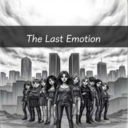 A professional hand-drawn illustration for a dystopian novel titled 'The Last Emotion'