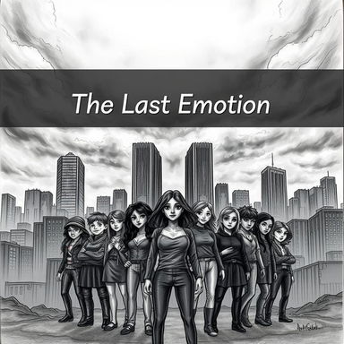 A professional hand-drawn illustration for a dystopian novel titled 'The Last Emotion'
