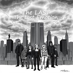 A professional hand-drawn illustration for a dystopian novel titled 'The Last Emotion'