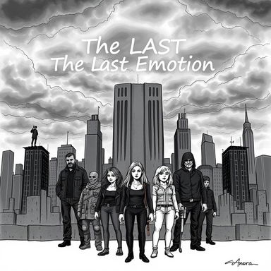 A professional hand-drawn illustration for a dystopian novel titled 'The Last Emotion'