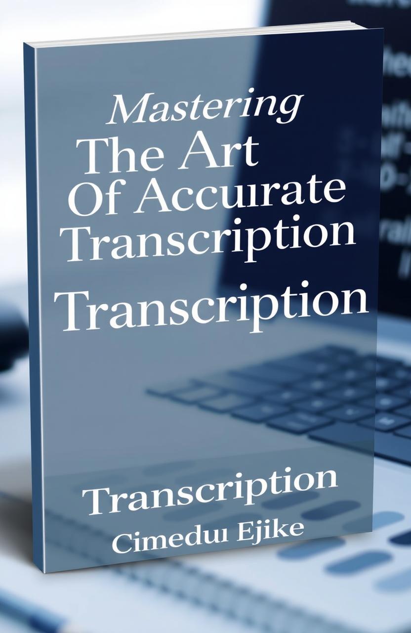 A professionally designed ebook cover for 'Mastering The Art Of Accurate Transcription' written by Chinedu Ejike