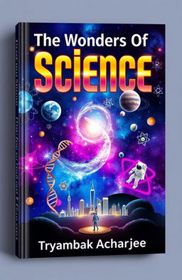 A visually stunning book cover titled 'The Wonders Of Science' authored by 'Tryambak Acharjee'