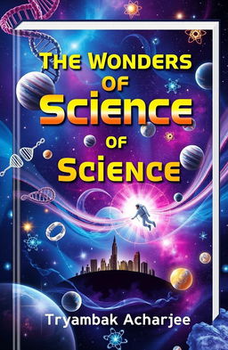 A visually stunning book cover titled 'The Wonders Of Science' authored by 'Tryambak Acharjee'