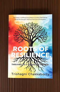 A visually captivating book cover for 'Roots of Resilience: Thriving in a Changing World' by Trishagni Chakraborty