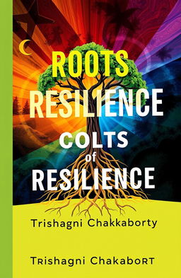 A visually captivating book cover for 'Roots of Resilience: Thriving in a Changing World' by Trishagni Chakraborty