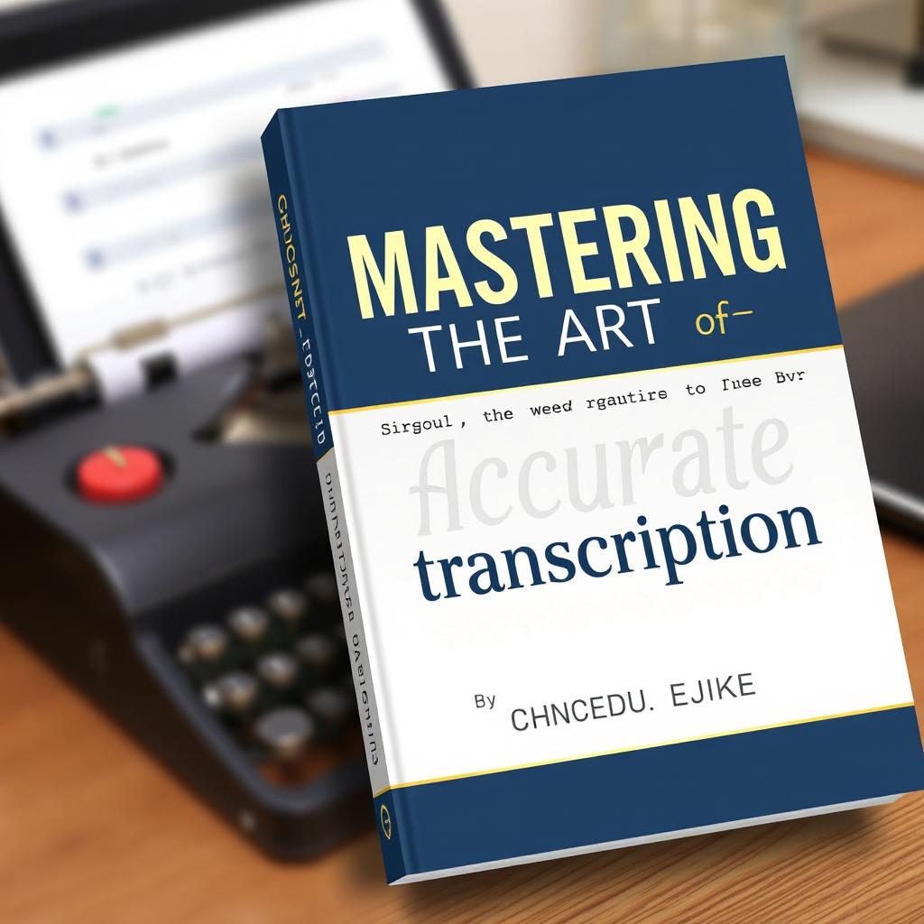 An eBook cover design for "Mastering The Art Of Accurate Transcription" written by Chinedu Ejike