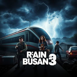 A cinematic poster for a fictional movie titled 'Train to Busan 3'