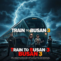 A cinematic poster for a fictional movie titled 'Train to Busan 3'