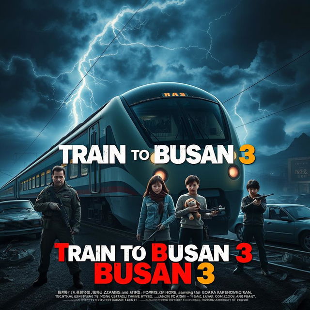 A cinematic poster for a fictional movie titled 'Train to Busan 3'