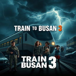 A cinematic poster for a fictional movie titled 'Train to Busan 3'