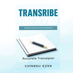 An ebook cover design featuring the title "TRANSCRIBE LIKE A PRO" prominently at the top, with the subtitle "Mastering The Art Of Accurate Transcription" beneath it