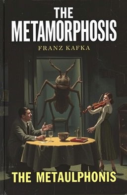 A dramatic book cover illustrating a poignant moment from "The Metamorphosis" by Franz Kafka