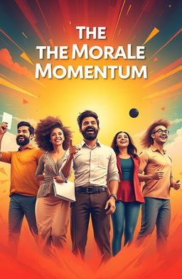 A visually inspiring scene representing 'The Morale Momentum', featuring a group of diverse individuals, each displaying a strong sense of determination and teamwork