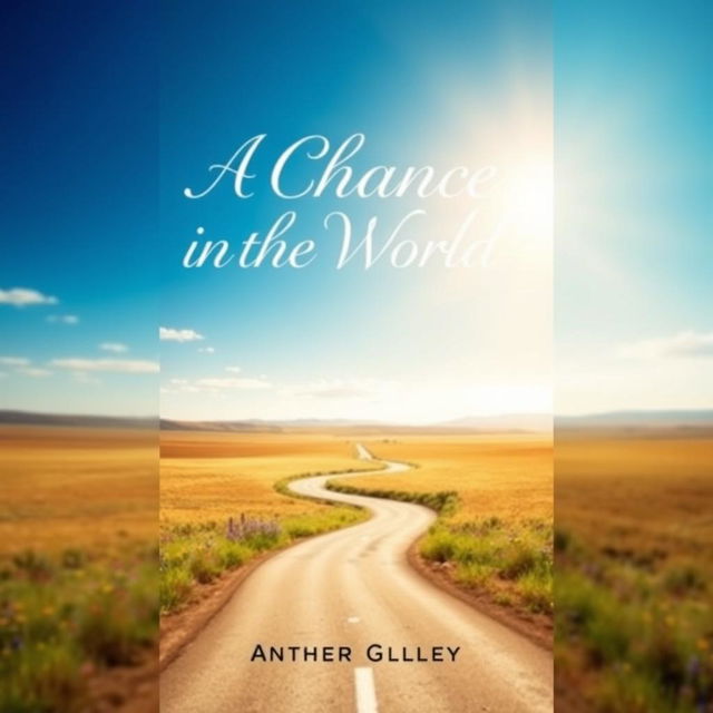 A book cover design featuring a vast, open landscape under a bright blue sky