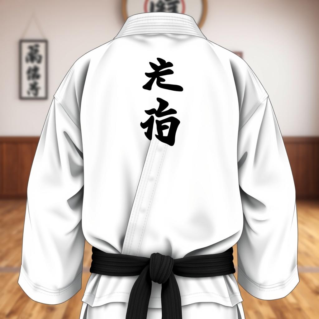 A detailed design of a karate gi jacket featuring traditional elements