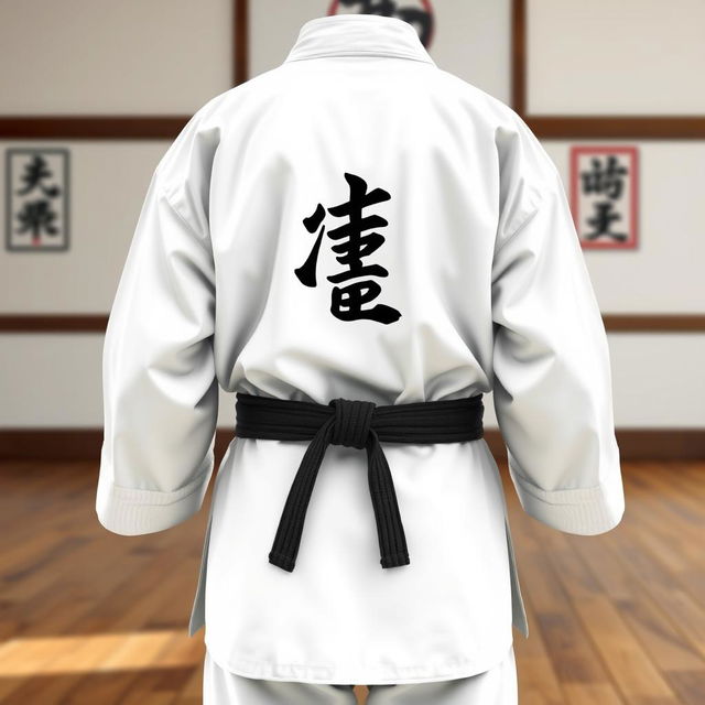 A detailed design of a karate gi jacket featuring traditional elements