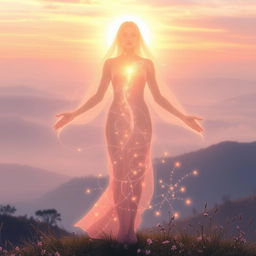 A serene and ethereal depiction of 'pneuma', illustrating the concept of spirit and breath