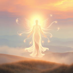 A serene and ethereal depiction of 'pneuma', illustrating the concept of spirit and breath