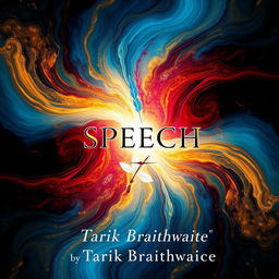 A visually stunning cover for a poetry book titled 'SPEECH' by Tarik Braithwaite