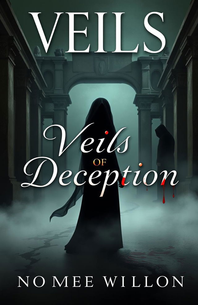 A book cover design for 'Veils of Deception