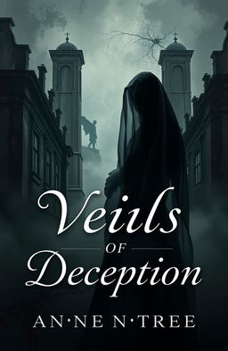 A book cover design for 'Veils of Deception