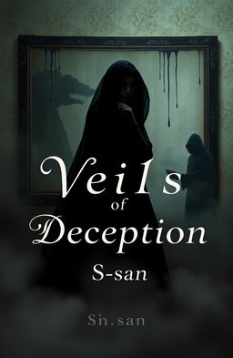 A professional book cover design for 'Veils of Deception'