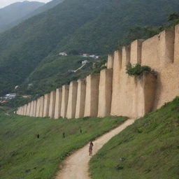 A peaceful village surrounded by a 50-meter tall wall, providing a sense of security and separation from the outer world.