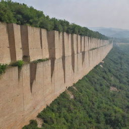 A peaceful village surrounded by a 50-meter tall wall, providing a sense of security and separation from the outer world.