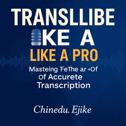 An eye-catching and professional ebook cover design for the title 'TRANSCRIBE LIKE A PRO' with the subtitle 'Mastering The Art Of Accurate Transcription'