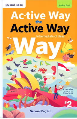 An engaging book cover design for "The Active Way Student Book Intermediate 2: General English for Adults"