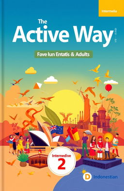 An engaging book cover design for "The Active Way Student Book Intermediate 2: General English for Adults"