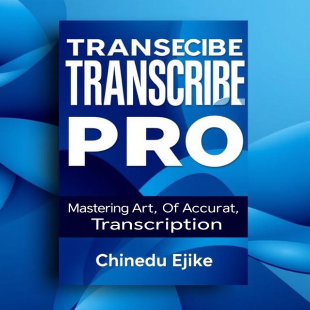 An exceptional ebook cover design featuring bold and modern typography for the title 'TRANSCRIBE LIKE A PRO' and the subtitle 'Mastering The Art Of Accurate Transcription'