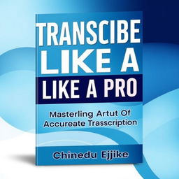 An exceptional ebook cover design featuring bold and modern typography for the title 'TRANSCRIBE LIKE A PRO' and the subtitle 'Mastering The Art Of Accurate Transcription'