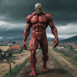 In an unexpected twist, the imposing figure of the Colossal Titan vanishes, leaving behind a village indelibly marked by fear, yet still standing. The stormy, fiery scene is now strangely quiet and empty.